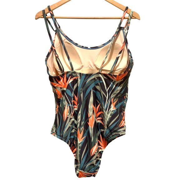 Kona Sol One Piece Tropical Print Scoop Neck Adjustable Bathing Suit S M XL - Picture 5 of 8